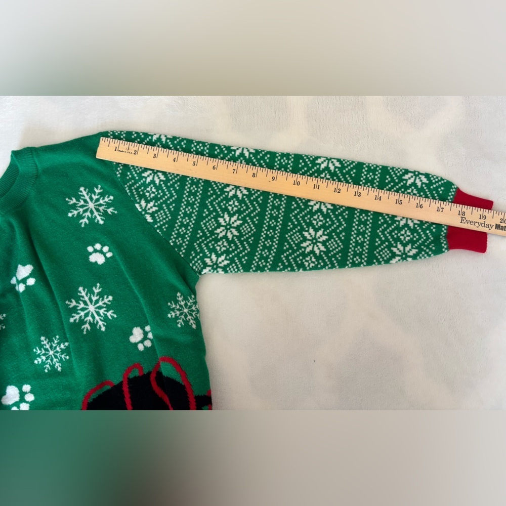 Christmas Dress Green Knit Tunic with Cat Design Long Sleeve Size XXL - Picture 5 of 6